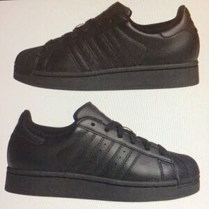 🥰Adidas Superstar La Marques Aux 3 Bandes Classic Black Kids Sneakers Sz,US 11K